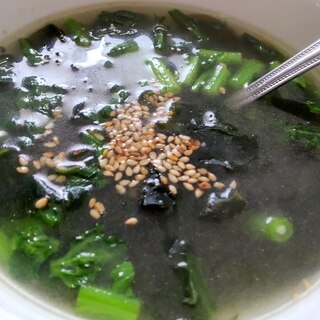 簡単〜春菊とわかめのスープ